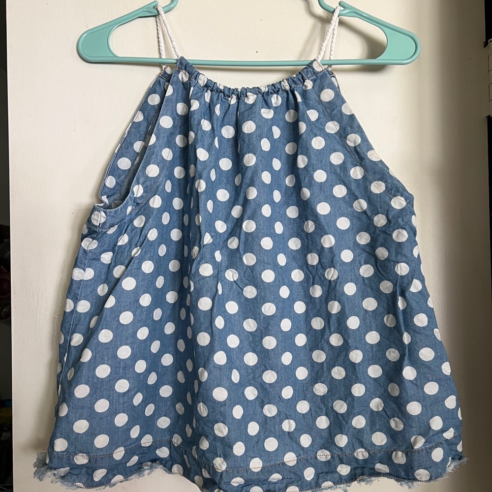 Maeve by Anthropologie Blue Polka Dot Top